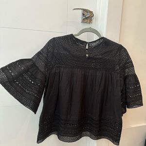 SEA Black cotton and lace short sleeve top Size 2